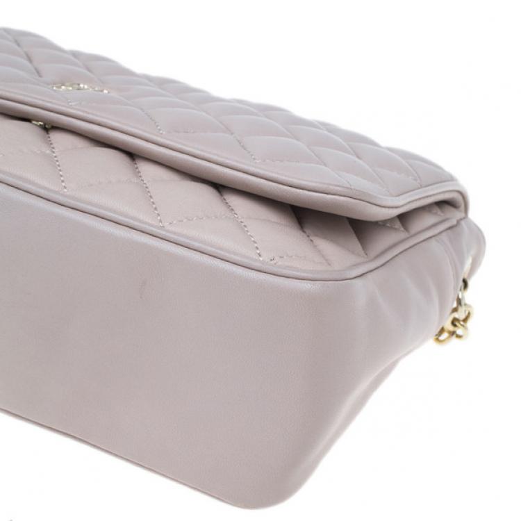 Pre Owned Carolina Herrera Beige Quilted Leather Crossbody Bag