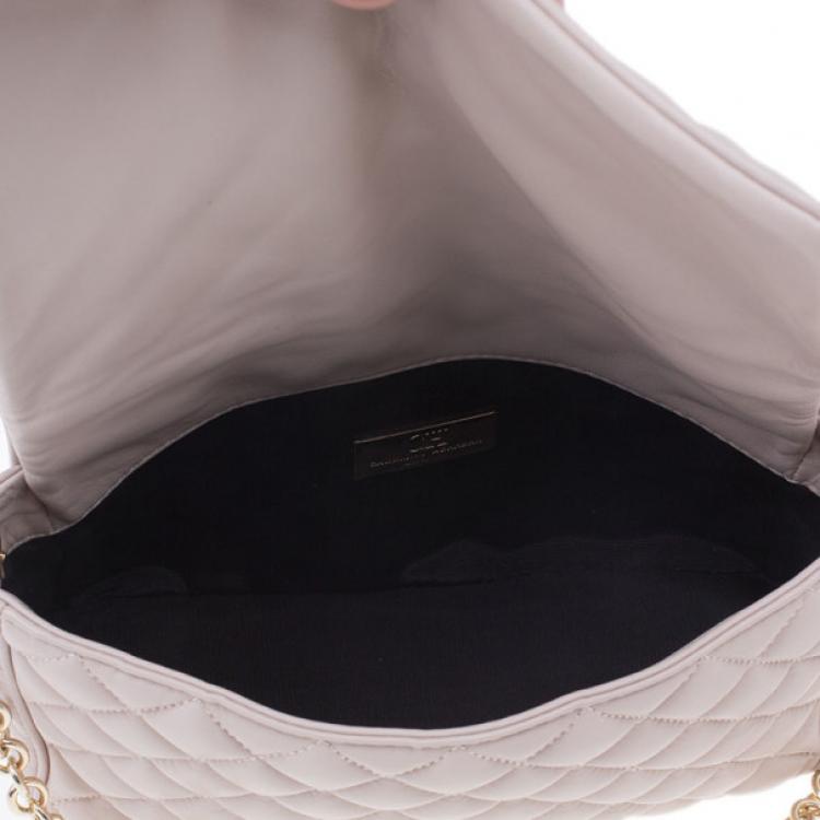 Pre Owned Carolina Herrera Beige Quilted Leather Crossbody Bag