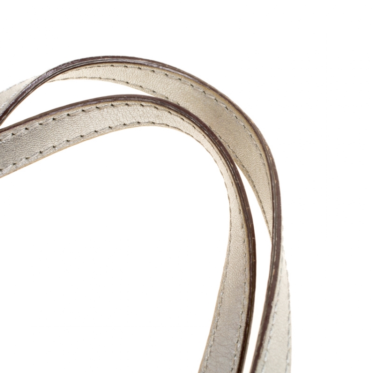 Pre Owned Carolina Herrera Silver Monogram Leather Matryoshka Tote