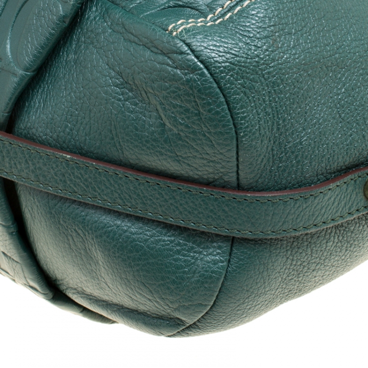 Pre Owned Carolina Herrera Green Leather Hobo