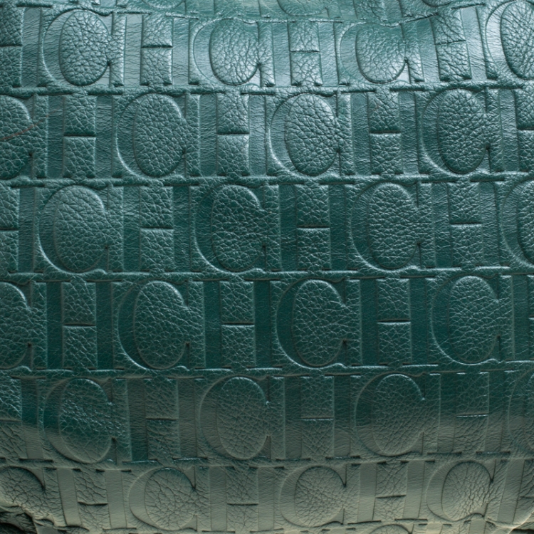 Pre Owned Carolina Herrera Green Leather Hobo