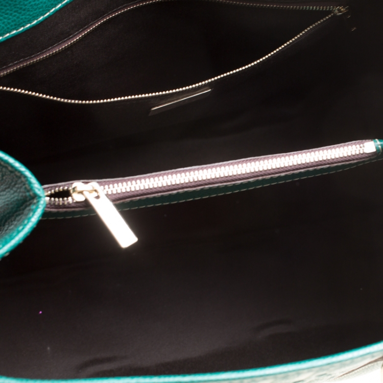 Pre Owned Carolina Herrera Green Leather Matteo Tote