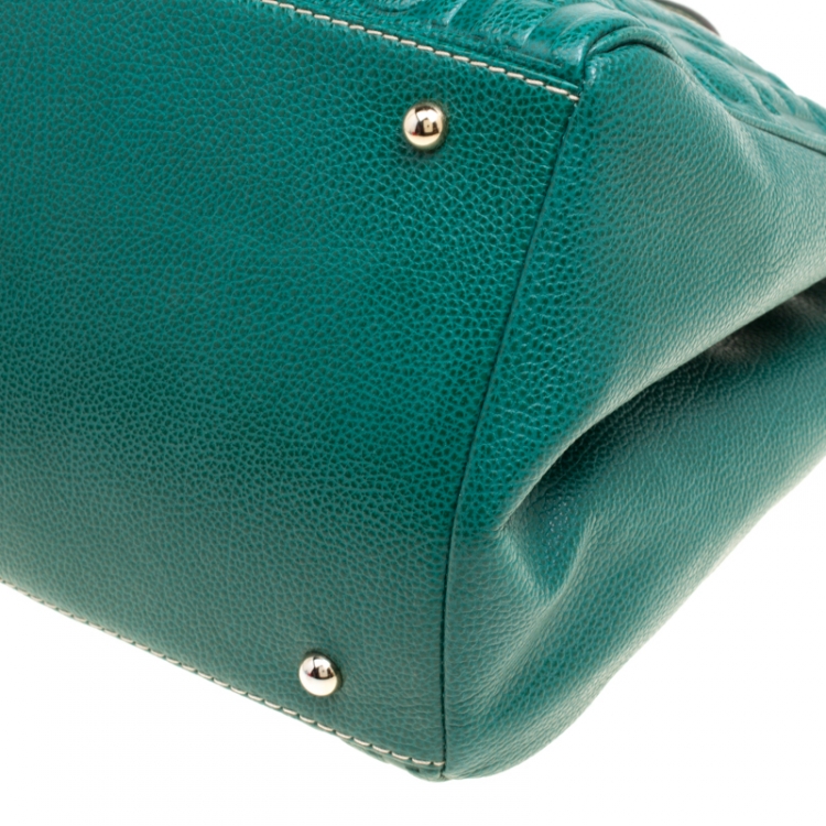 Pre Owned Carolina Herrera Green Leather Matteo Tote