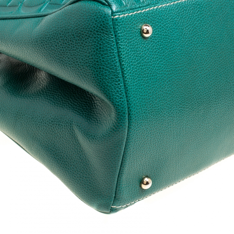 Pre Owned Carolina Herrera Green Leather Matteo Tote