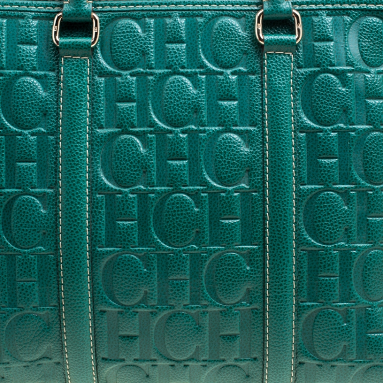 Pre Owned Carolina Herrera Green Leather Matteo Tote