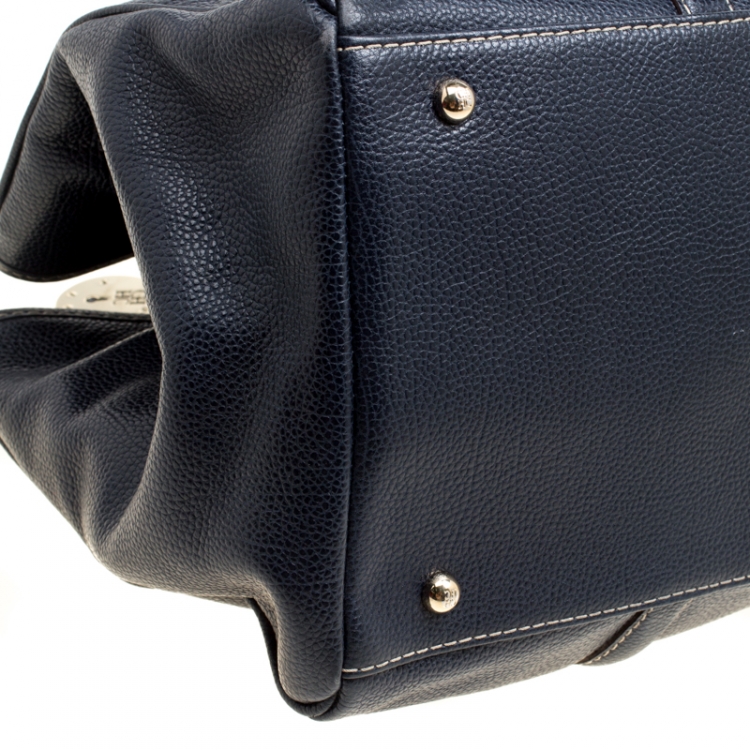 Pre Owned Carolina Herrera Blue Leather Matteo Tote