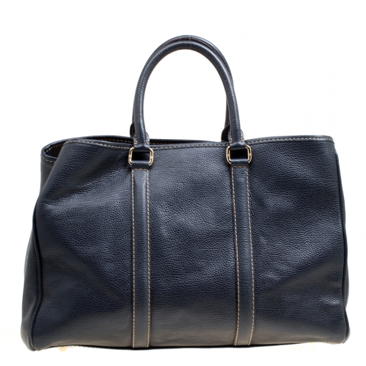 Pre Owned Carolina Herrera Blue Leather Matteo Tote