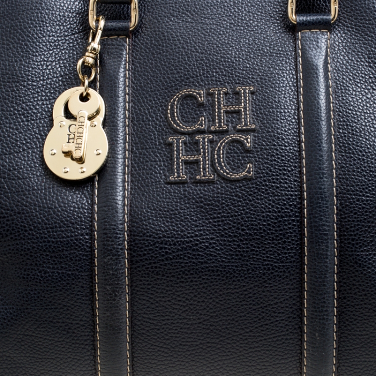 Pre Owned Carolina Herrera Blue Leather Matteo Tote