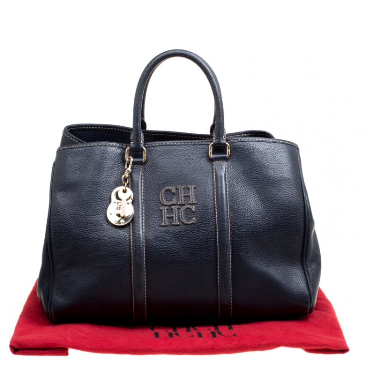 Pre Owned Carolina Herrera Blue Leather Matteo Tote
