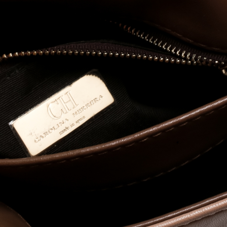 Pre Owned Carolina Herrera Beige Quilted Leather Tassel Shoulder Bag