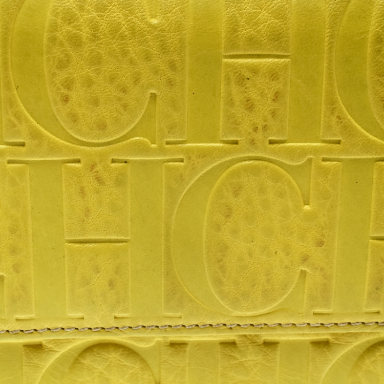 Pre Owned Carolina Herrera Yellow Monogram Compact Wallet
