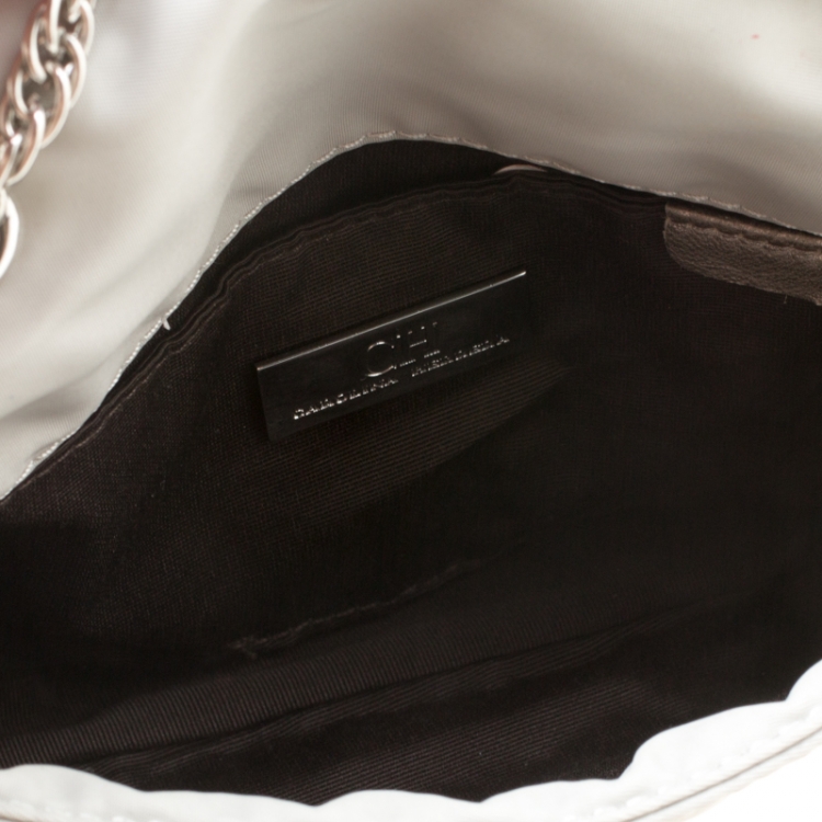 Pre Owned Carolina Herrera Grey Monogram Nylon Shoulder Bag