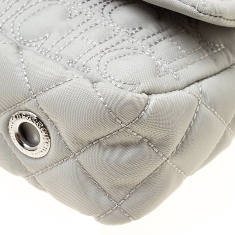 Pre Owned Carolina Herrera Grey Monogram Nylon Shoulder Bag