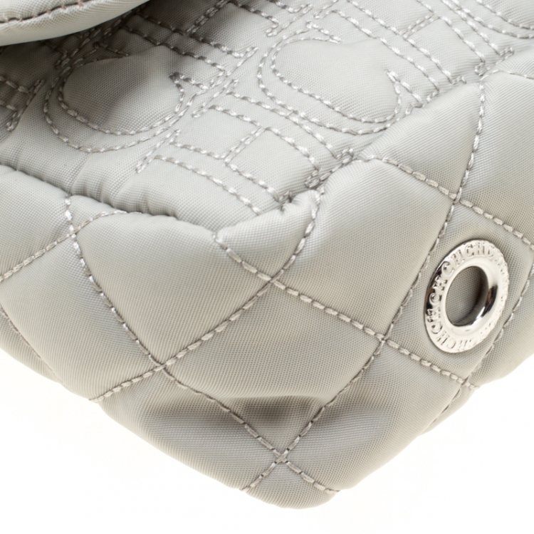 Pre Owned Carolina Herrera Grey Monogram Nylon Shoulder Bag