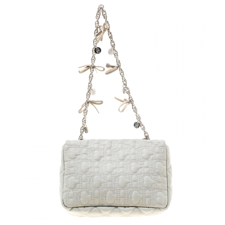 Pre Owned Carolina Herrera Grey Monogram Nylon Shoulder Bag