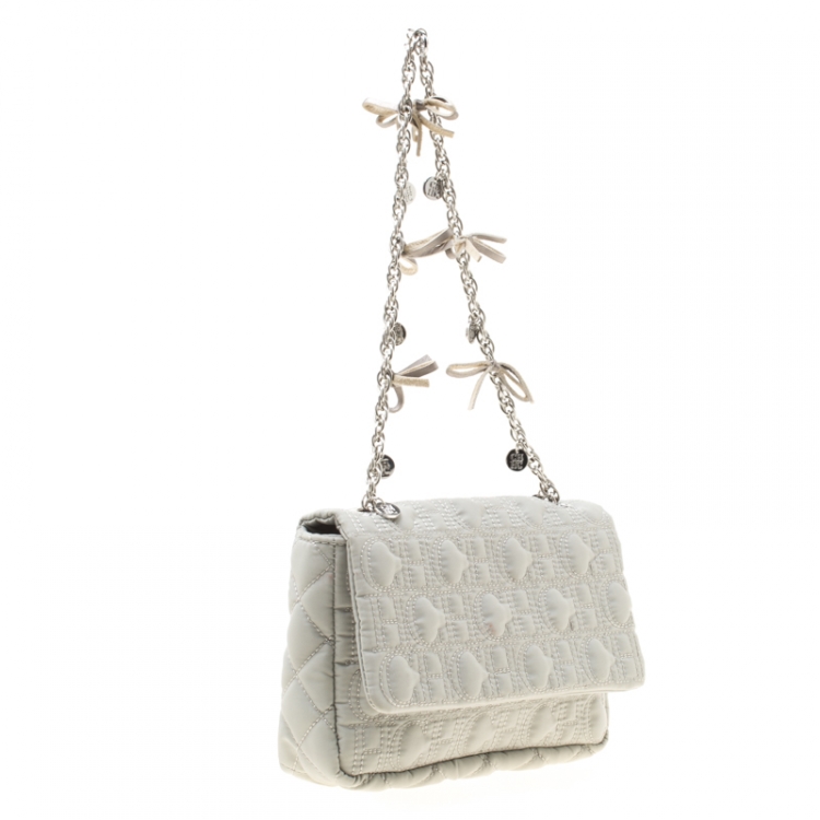 Pre Owned Carolina Herrera Grey Monogram Nylon Shoulder Bag