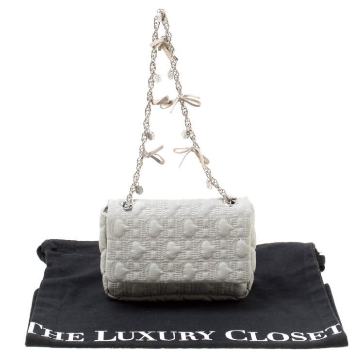 Pre Owned Carolina Herrera Grey Monogram Nylon Shoulder Bag