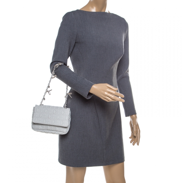 Pre Owned Carolina Herrera Grey Monogram Nylon Shoulder Bag