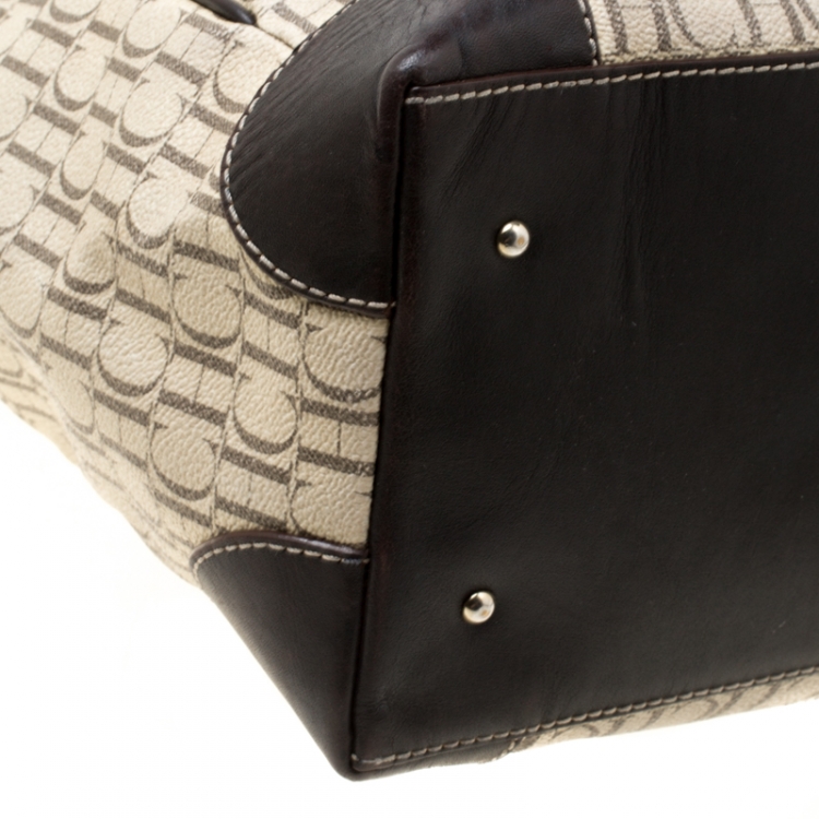 Pre Owned Carolina Herrera Beige/Brown Monogram Coated Canvas Shopper Tote