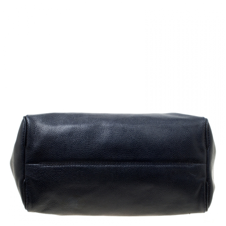 Pre Owned Carolina Herrera Blue Leather Tempo Collection Adagio Tote