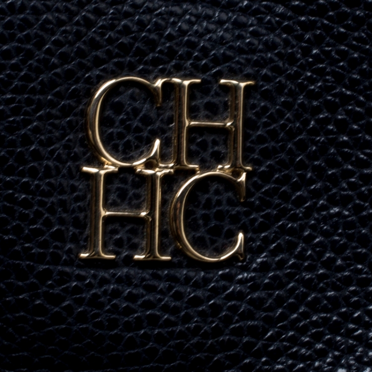 Pre Owned Carolina Herrera Blue Leather Tempo Collection Adagio Tote