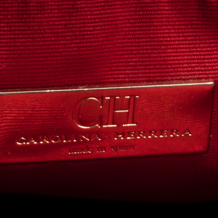 Pre Owned Carolina Herrera Dark Brown Monogram Canvas and Leather Shopper Tote