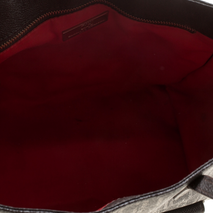 Pre Owned Carolina Herrera Dark Brown Monogram Canvas and Leather Shopper Tote