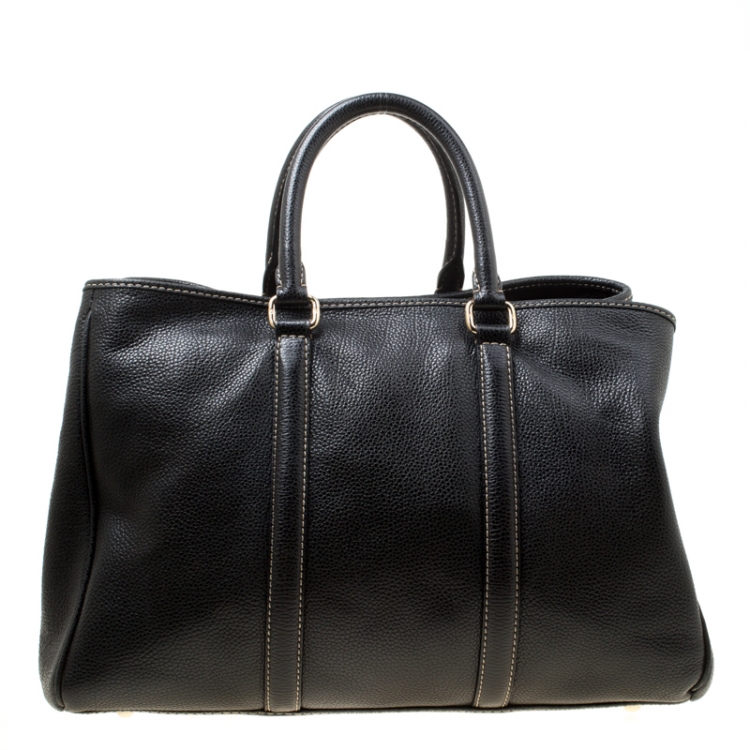 Pre Owned Carolina Herrera Black Leather Matteo Tote