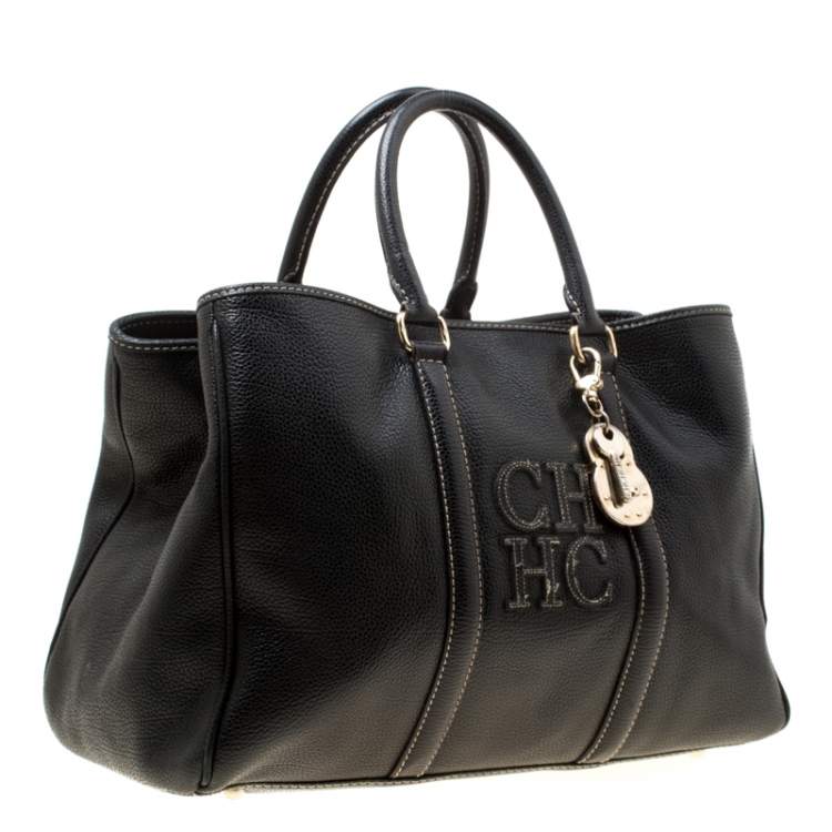 Pre Owned Carolina Herrera Black Leather Matteo Tote