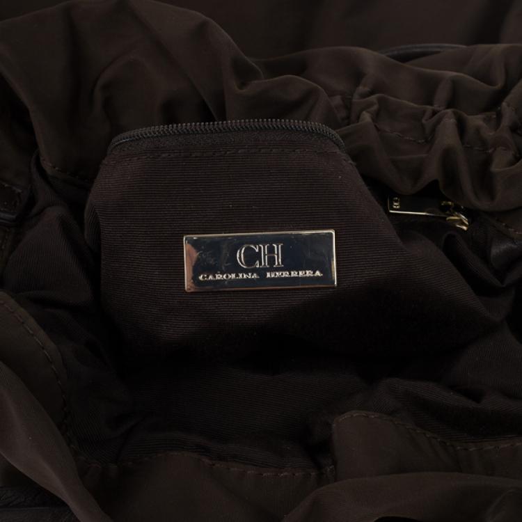 Pre Owned Carolina Herrera Bow Drawstring Chain Hobo