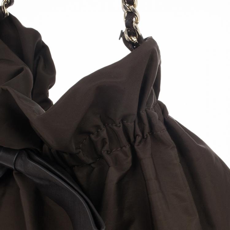 Pre Owned Carolina Herrera Bow Drawstring Chain Hobo