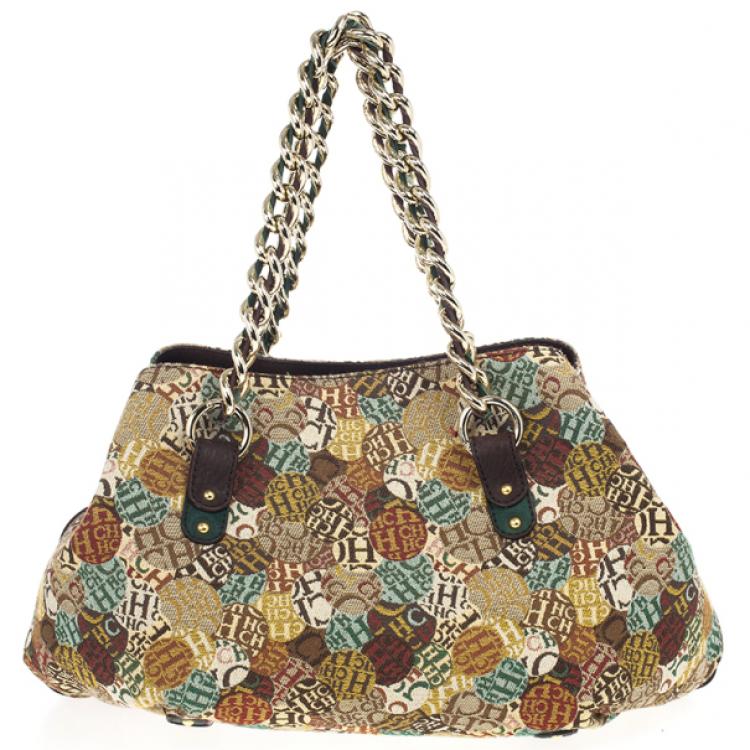 Pre Owned Carolina Herrera Multicolored Signature Large Tote
