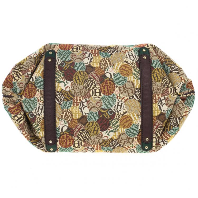 Pre Owned Carolina Herrera Multicolored Signature Large Tote