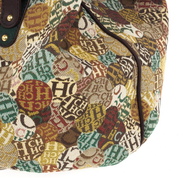 Pre Owned Carolina Herrera Multicolored Signature Large Tote