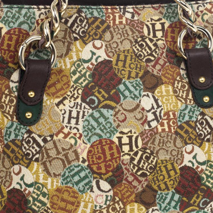Pre Owned Carolina Herrera Multicolored Signature Large Tote