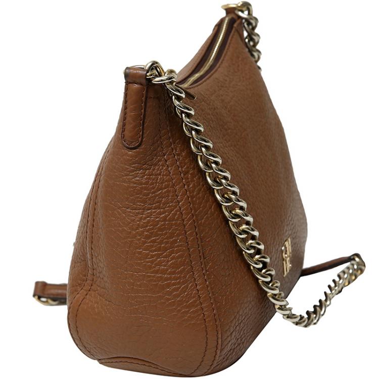 Pre Owned Carolina Herrera Brown Leather Chain Shoulder Bag