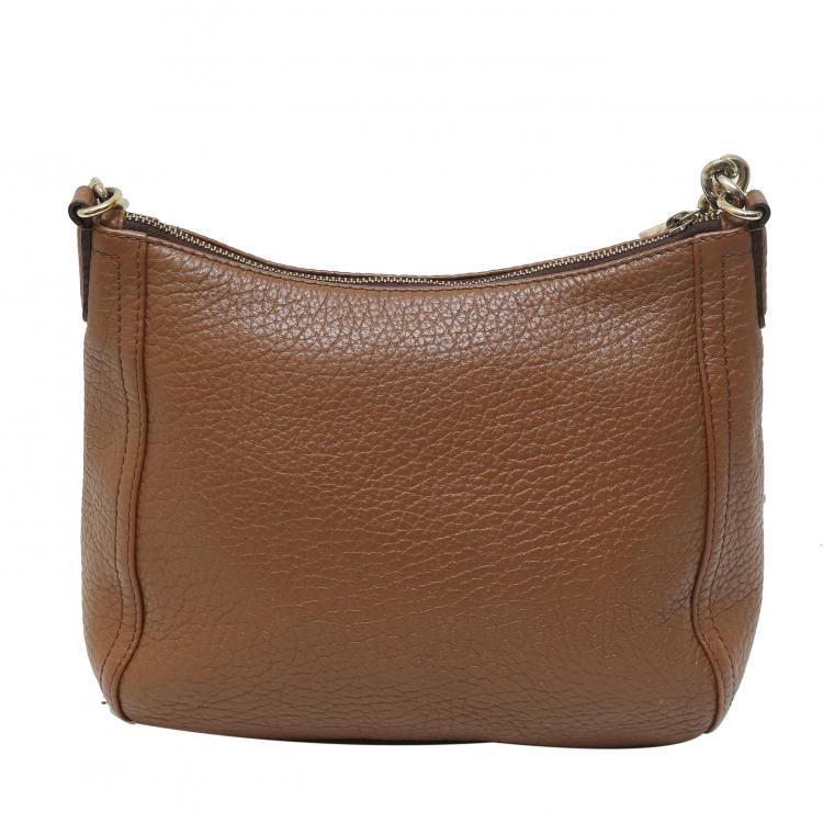 Pre Owned Carolina Herrera Brown Leather Chain Shoulder Bag