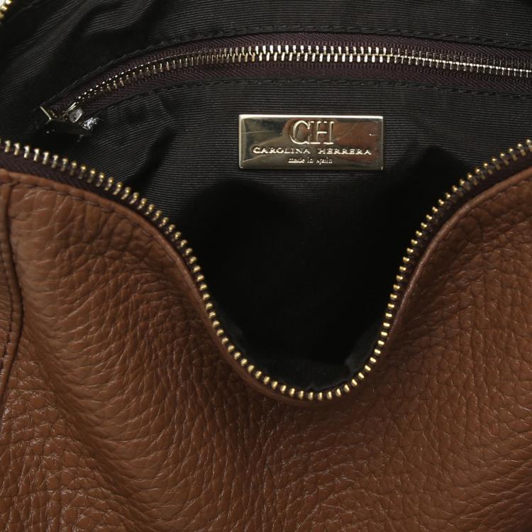 Pre Owned Carolina Herrera Brown Leather Chain Shoulder Bag