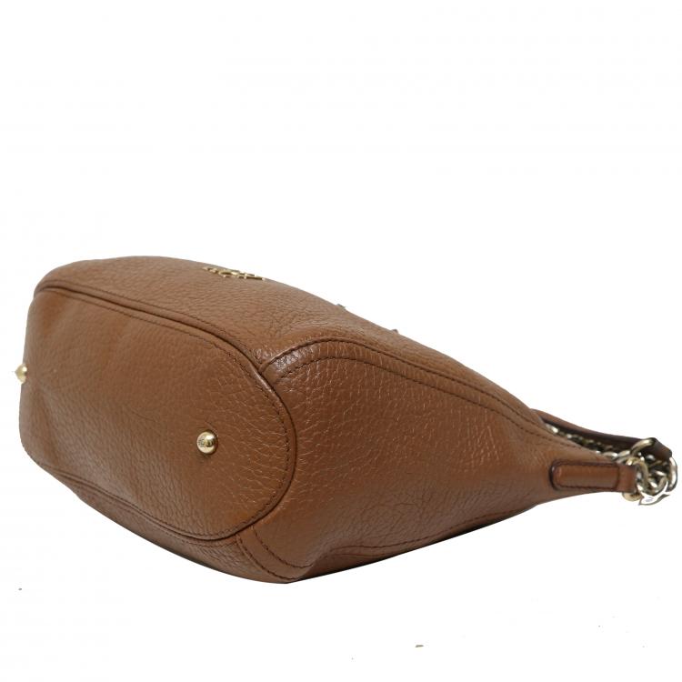 Pre Owned Carolina Herrera Brown Leather Chain Shoulder Bag