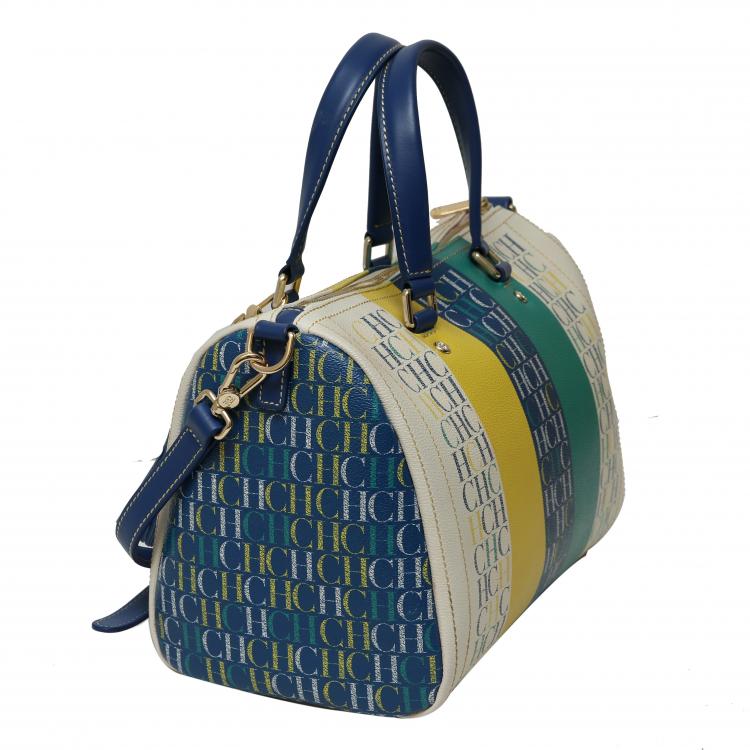 Pre Owned Carolina Herrera Multicolor Monogram Leather Andy Boston Bag