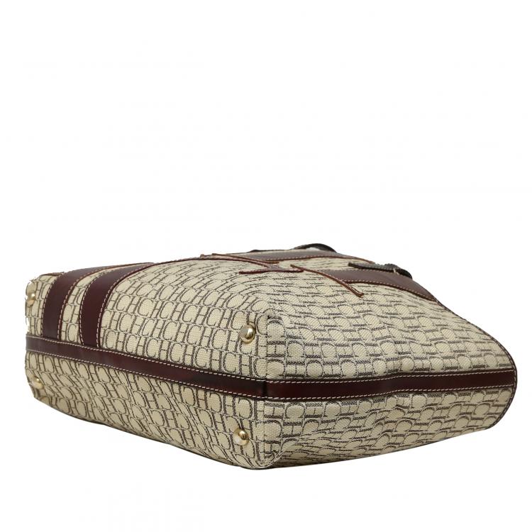 Pre Owned Carolina Herrera Tricolor Monogram Canvas and Leather Tote