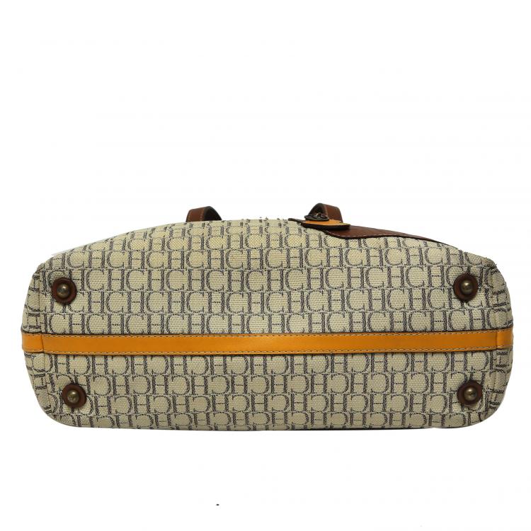Pre Owned Carolina Herrera Tricolor Monogram Canvas and Leather Tote