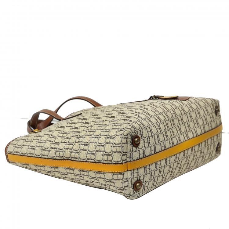 Pre Owned Carolina Herrera Tricolor Monogram Canvas and Leather Tote