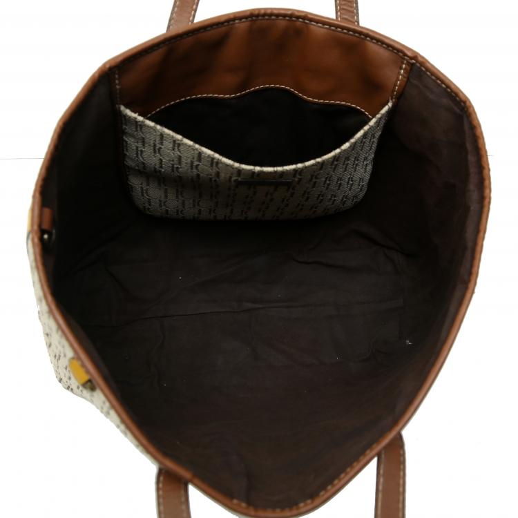 Pre Owned Carolina Herrera Tricolor Monogram Canvas and Leather Tote