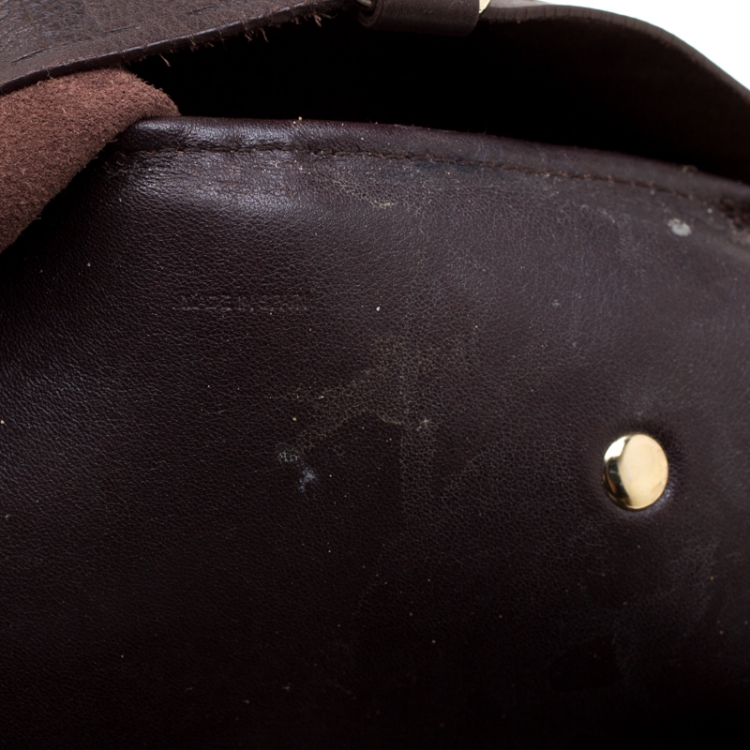 Pre Owned Carolina Herrera Brown Monogram Leather Matryoshka Tote