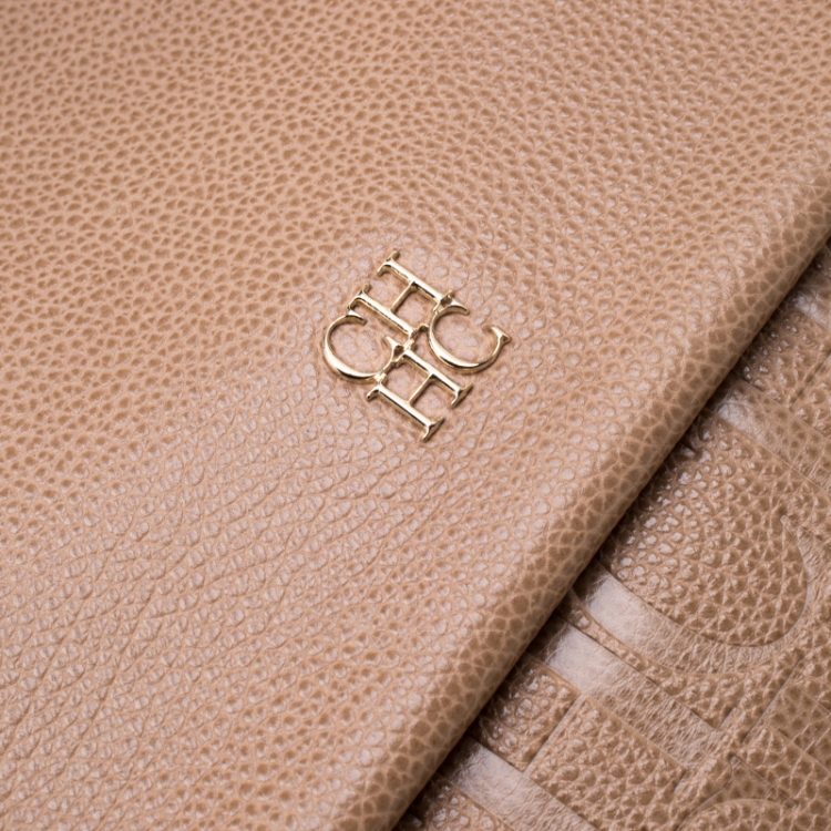 Pre Owned Carolina Herrera Light Brown Leather Minuetto Top Handle Bag