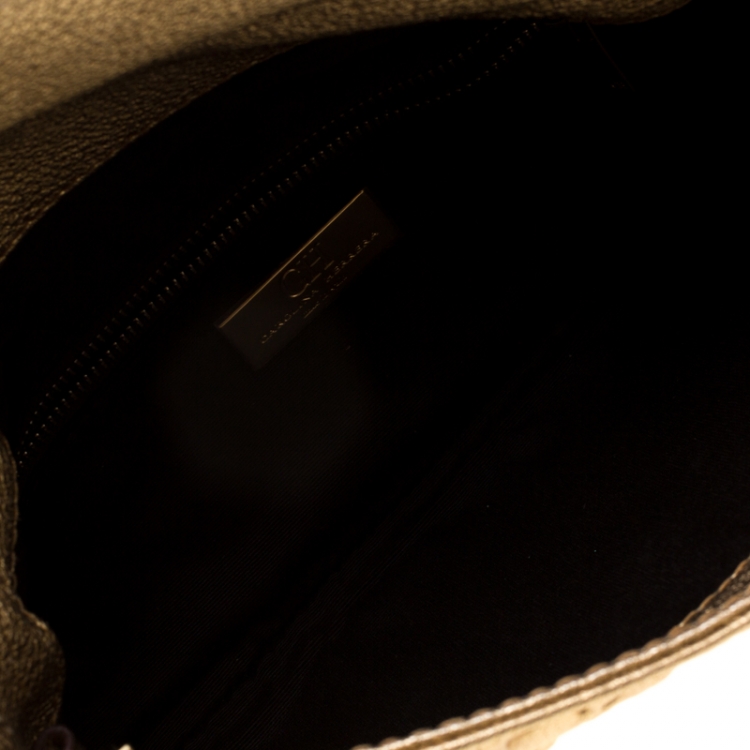 مملوكة مسبقًا Carolina Herrera Gold Monogram Leather Bow Bag