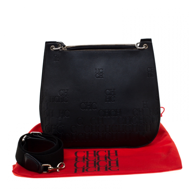 Pre Owned Carolina Herrera Black Leather Castanuela Messenger Bag