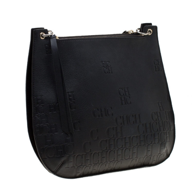 Pre Owned Carolina Herrera Black Leather Castanuela Messenger Bag