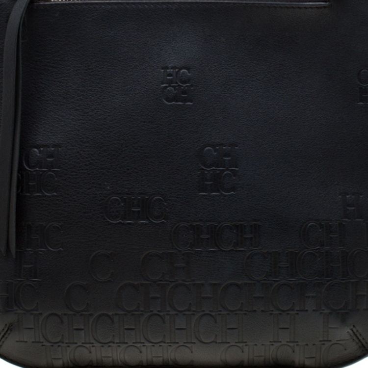 Pre Owned Carolina Herrera Black Leather Castanuela Messenger Bag